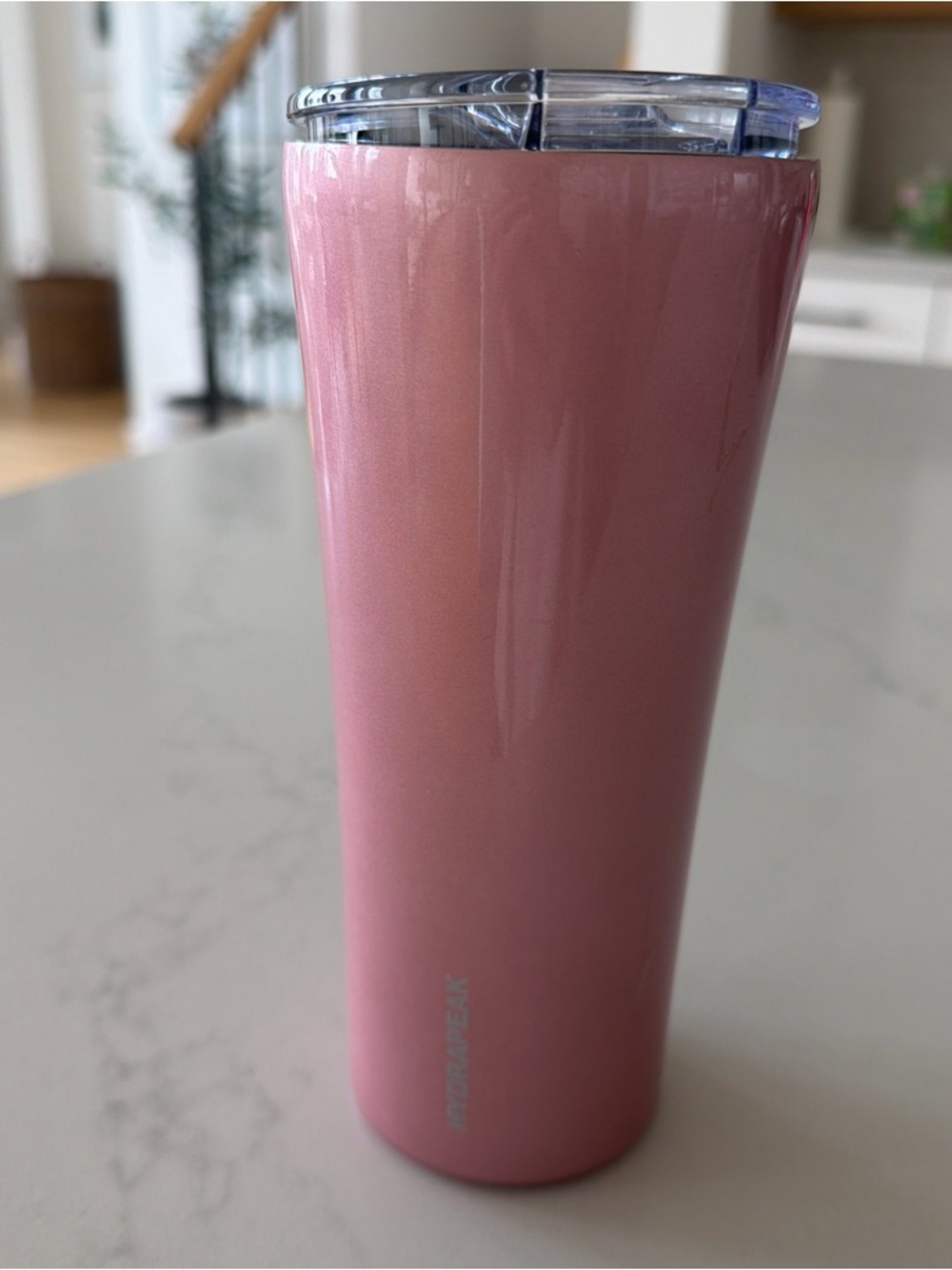 Stainless Steel Pink Travel Tumbler with Clear Lid